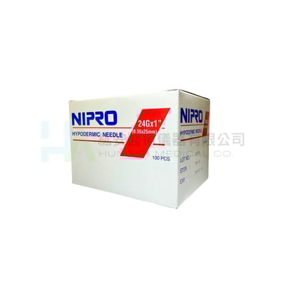 【NIPRO】針頭 24G*1''(0.55x25mm) 100支/盒1