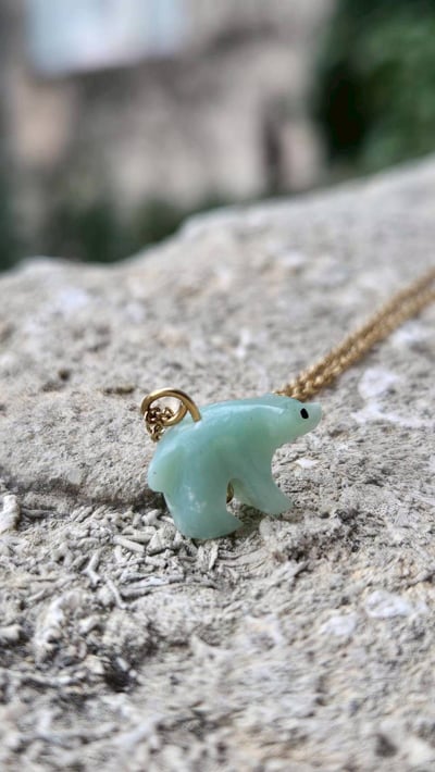 💙亞馬遜石小熊項鍊🧸2