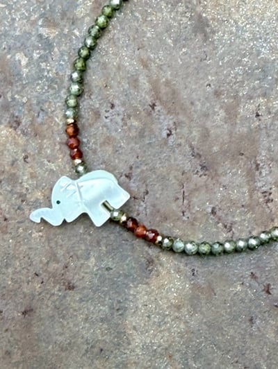 🐘珍珠母貝大象鋯石手鍊🐚1