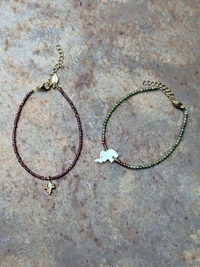 🐘珍珠母貝大象鋯石手鍊🐚3