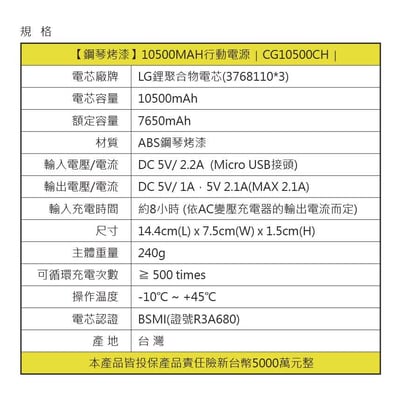 【鋼琴烤漆】10500MAH行動電源 ∣ 客製印刷13