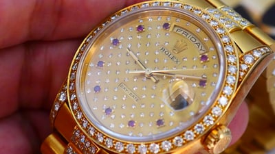 【甜甜價 單售面盤】Pleiades 昴宿星團ROLEX勞力士原裝整片18K K金 紅寶石滿天星面盤！原廠零件訂價60幾萬1