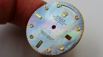 【單售面盤】ROLEX勞力士極罕見原裝藍色貝母pinball圓鑽點！整片18K K金面盤！1