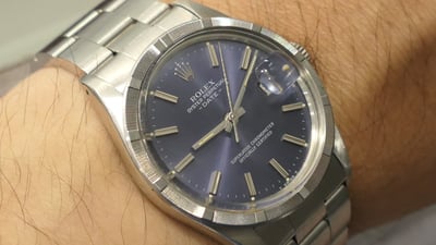 (美好時光）變色藍紫老面！1982年份ROLEX 15010有保單自動上鍊機械錶1