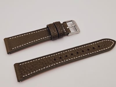 （深軍綠色）快拆型！20mm收16mm ROLEX 男錶用縫線皮錶帶 1680 1665 16610 14060 18031