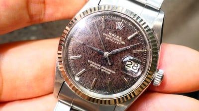 【美好時光】拍賣會等級天花板DJ鋼王！ROLEX勞力士 1601 Gilt tropical dial + 7206卯釘帶1