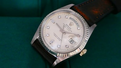 【美好時光】1972年份 ROLEX白金版本1803罕見無夜光十鑽面超美品18039 18238 18239參考1