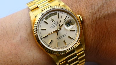 【美好時光】罕見一級美品ROLEX勞力士18238少見銀面盒單全藏品1