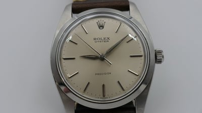 (美好時光）1965年份！有原廠保單！無拋整ROLEX勞力士罕見型號6424大手捲極優美品3