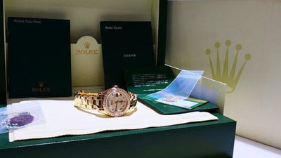 【美好時光】(一級逸品分享交流）特殊型號Daydate ROLEX勞力士18948罕見大全套收藏級品項! 重量超過200g...2