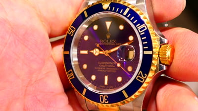 【美好時光】罕見Tropical紫色面盤！ROLEX勞力士16613半金水鬼超美品單錶一只1