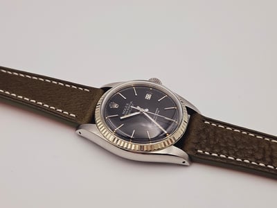 （深軍綠色）快拆型！20mm收16mm ROLEX 男錶用縫線皮錶帶 1680 1665 16610 14060 18033