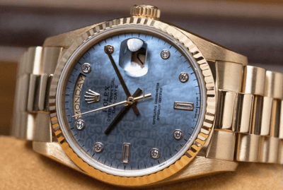 【單售面盤】ROLEX勞力士極罕見原裝藍色貝母pinball圓鑽點！整片18K K金面盤！3