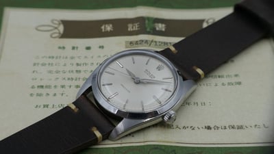 (美好時光）1965年份！有原廠保單！無拋整ROLEX勞力士罕見型號6424大手捲極優美品2