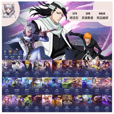 【編號SA16】月付700元起 主打納克群星/莫拉朽木白哉/呂布黑崎一護/史蘭茲蒿兔露斯多直購限定造型1