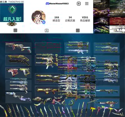 【編號VZ81】月付2900元起 主打絕版冠軍2021套+冠軍2023套+冠軍2024套+RGX套+秘繫套+光哨套+歌德套+瓷藝套 16特效暴徒12特效幻象7特效間諜34近戰武器等造型1