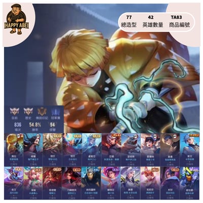 【編號TA83】月付1000元起 主打莫拉善逸綺蘿禰豆子悟空零號等多聯動造型1