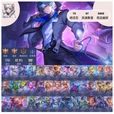 【編號SA56】月付900元起 主打歷史璀璨/雙霸天/次元凡恩/基德等75多限定造型1