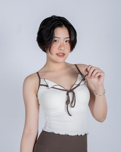 🍫 復古甜辣綁帶背心｜奶霜白2