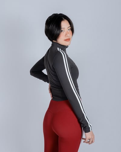 🏎️雙線修身運動外套｜煙霧灰4