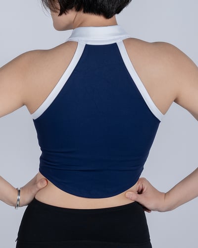 🎾 撞色削肩POLO｜校隊藍4