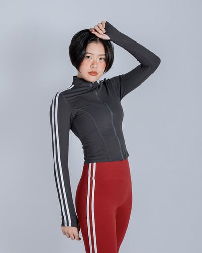 🏎️雙線修身運動外套｜煙霧灰5