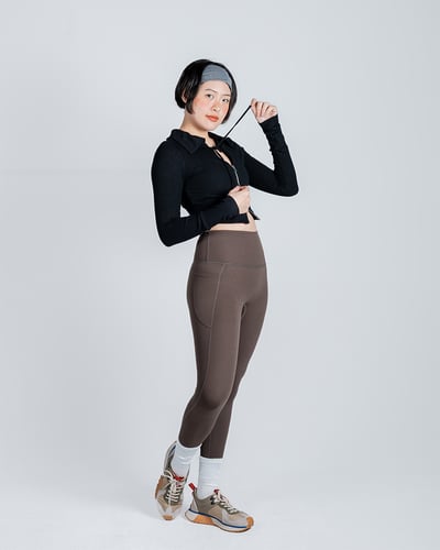 🍑蜜桃口袋瑜珈褲｜可可棕4