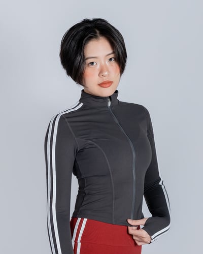 🏎️雙線修身運動外套｜煙霧灰1