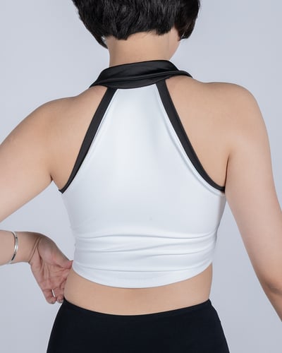 🎾 撞色削肩POLO｜清新白5