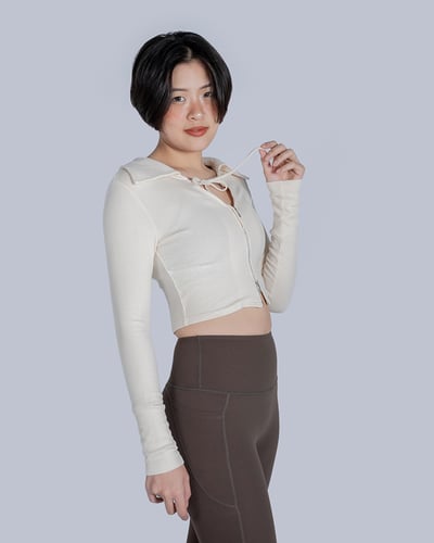 💫練後復古綁帶外套｜奶霜白4