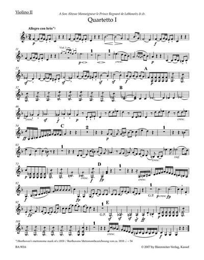 L. v. Beethoven：String Quartets op. 184