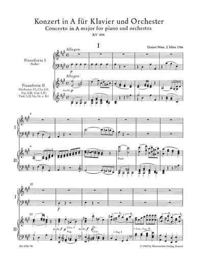 W. A. Mozart : Concerto for Piano no. 23 in A major K. 4882