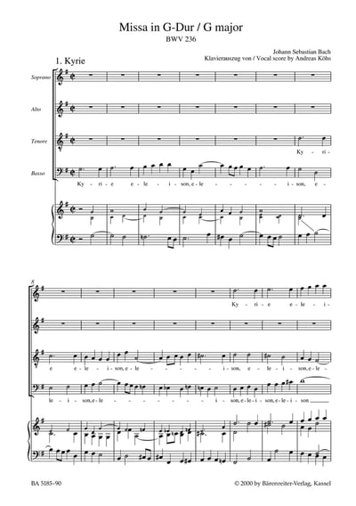 J. S. Bach : Lutheran Masses: Mass in G maj BWV 2362