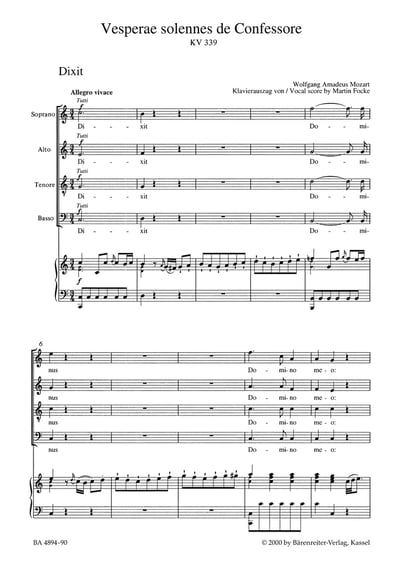 W. A. Mozart : Vesperae solennes de Confessore K. 3392