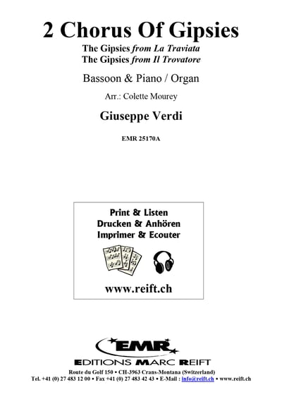 2 Chorus Of Gipsies The Gipsies from La Traviata / The Gipsies from Il Trovatore Bassoon & Piano (Organ)2