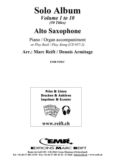 Solo Album (Vol. 1-10 + 2 CDs) Alto Saxophone & Piano (Organ) + Play Back / Play Along CD or MP3 (Download)2