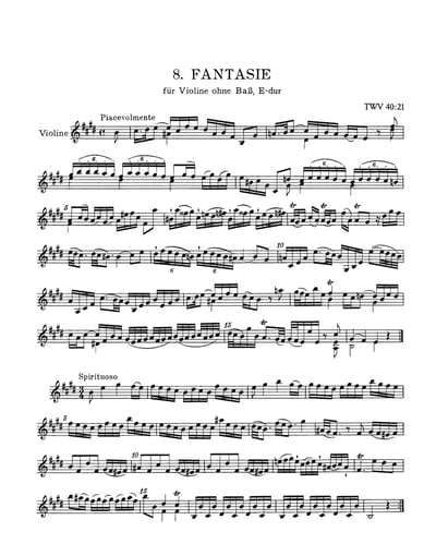 G. P. Telemann : Twelve Fantasias for Violin without bass TWV 40:14-253