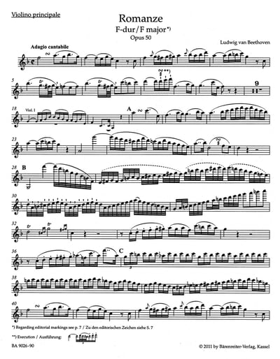 L. v. Beethoven : Romances in F major and G major for Violin and Orchestra op. 50, 405