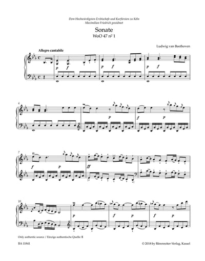 L. v. Beethoven: Sonata for Piano Vol. I: WoO 47 – op. 142