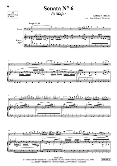 6 Sonatas Bassoon & Piano (Organ)13