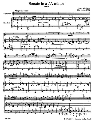F. Schubert : Sonate a-Moll D 821 "Arpeggione"Ausgabe für Violoncello und Klavier2