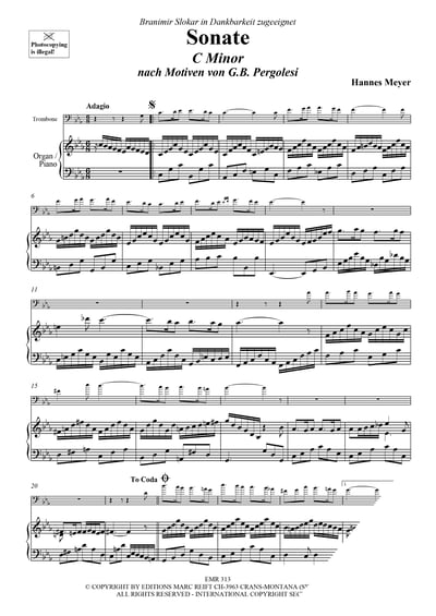 Sonate C Minor / nach Motiven von G.B. Pergolesi Trombone & Piano (Organ)4