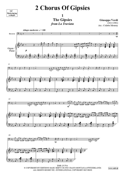 2 Chorus Of Gipsies The Gipsies from La Traviata / The Gipsies from Il Trovatore Bassoon & Piano (Organ)3