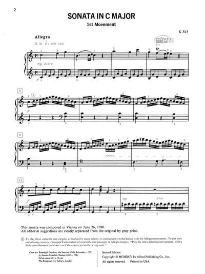 W. A. Mozart：Sonata in C, K. 545   　莫札特：C大調第16號鋼琴奏鳴曲 作品K. 5452