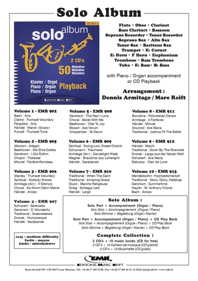 Solo Album Volume 01 Alto Saxophone & Piano (Organ) + Play Back / Play Along CD or MP3 (Download)6