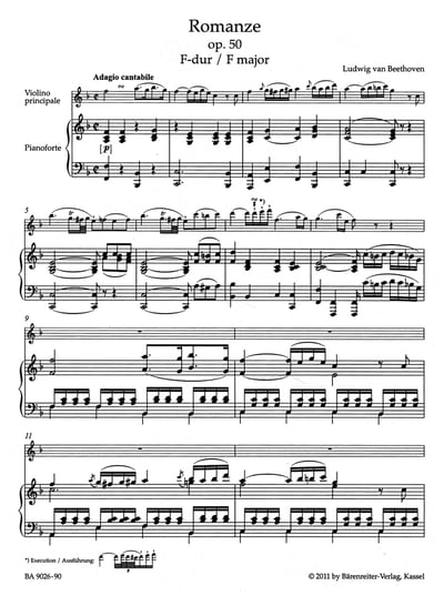 L. v. Beethoven : Romances in F major and G major for Violin and Orchestra op. 50, 402