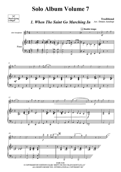 Solo Album (Vol. 1-10 + 2 CDs) Alto Saxophone & Piano (Organ) + Play Back / Play Along CD or MP3 (Download)9