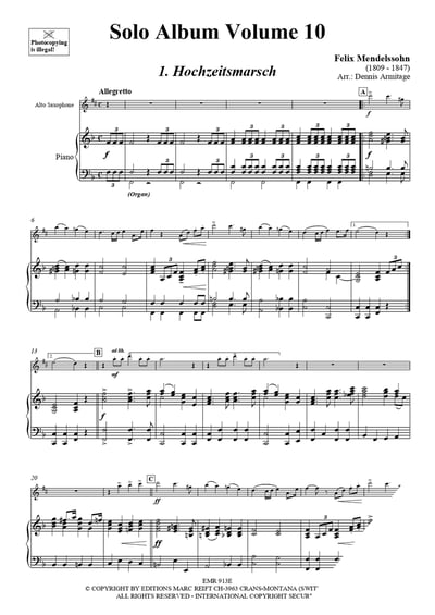 Solo Album (Vol. 1-10 + 2 CDs) Alto Saxophone & Piano (Organ) + Play Back / Play Along CD or MP3 (Download)12