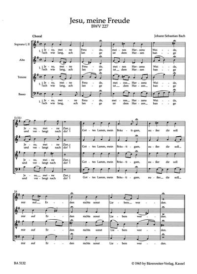 J. S. Bach : Jesu meine Freude BWV 227. Motet for mixed choir (SSATB), instruments ad lib.2
