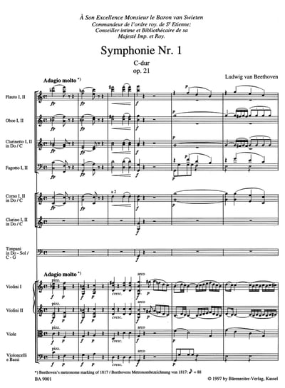 L. v. Beethoven : Symphony No. 1 in C maj op. 21  貝多芬：C大調 第1號交響曲 作品. 212